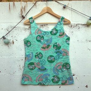 Vintage 1960s Tank with Fan Print